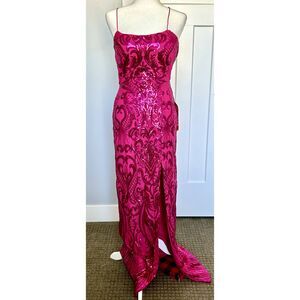 NWT NEXT UP Strappy Back Long-Length Sequined Evening Gown Women's Size 11/12